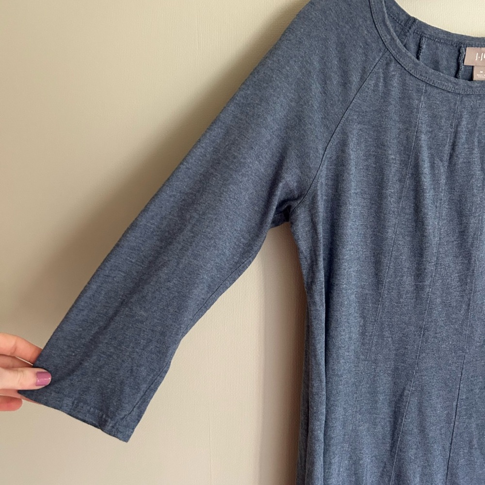 J. JILL Dusty Blue Raglan 3/4 Sleeve Scoop Neck Dress Comfort Travel Classic | M - Picture 4 of 12